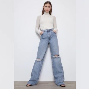 Zara | Jeans | Zara Hi Rise Wide Leg Full Length Jeans 9s Blog | Poshmark